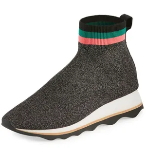 Loeffler Randall Scout Knit Sock Sneakers in Sparkly Black thumbnail 1