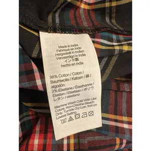 J. CREW Red Tartan Plaid Ruffle Blouse SizeSmall Jeweled ButtonUp Shirt Holiday thumbnail 5