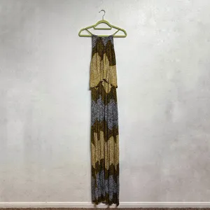 H&M Brown Animal Print Tiered Maxi Dress Sz M thumbnail 2