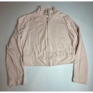 Nike Women's Full Zip Crop‎ Jacket Blush Pink Mock Neck Pullover Size Medium thumbnail 1