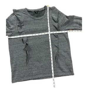 J. Crew Mercantile ruffled sweatshirt pullover‎ grey speckled sz medium thumbnail 4