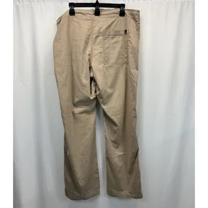 Prana Breathe Women's Drawstring Pants L Tan Lightweight Hemp Blend Wide Leg thumbnail 6