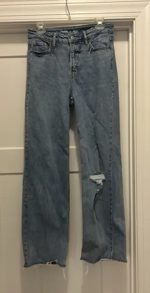 Old Navy Jeans Womens Size 4 Light Wash Denim High Rise Wide Leg Baggy Grunge thumbnail 1