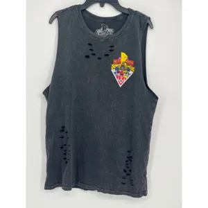 Mighty Morphin Power Rangers Distressed‎ Acid Wash Muscle Tank Top Women S Gray thumbnail 3