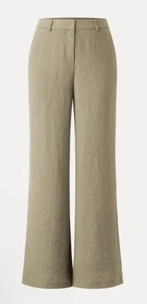 OGL Ecru Wide Leg Pants European Linen Blend High Rise NWT Medium Coastal Chic thumbnail 1