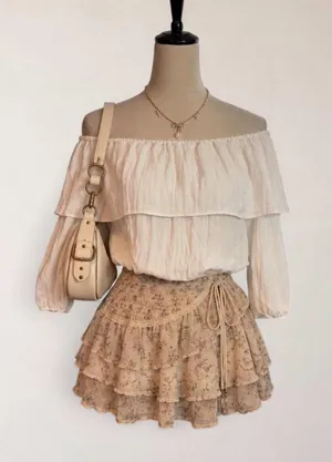 Pins and Needles White Off Shoulder Ruffle Peasant Blouse Size S thumbnail 1