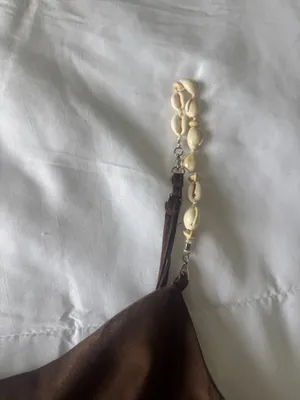 Brown satin cowl top with shell straps thumbnail 4