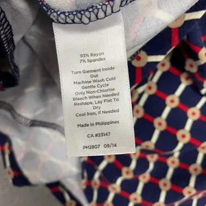 Talbots‎ Shirt Womens Large Blue Red V Neck Pullover Ruched Knit Stretch Classic thumbnail 7