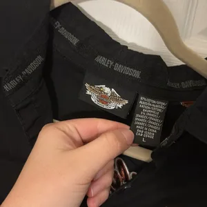 Harley Davidson Black and Orange Short Sleeved Button Up Shirt Size Large thumbnail 4