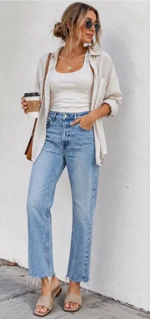 Zara High Rise Raw Hem Straight Leg Jeans Light Wash Size 12 thumbnail 1