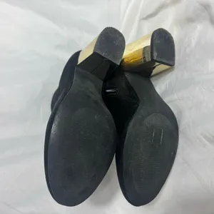 Steve Madden ankle suede black booties with gold heel size 7 thumbnail 5