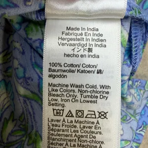 J.Crew Floral High Neck Button Bib‎ Blouse Blue Green XS Cotton Prairie Preppy thumbnail 4
