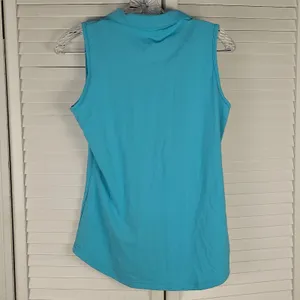 NWT Scales Womens‎ Aqua Blie Sleeveless Polo Golf Shirt Small thumbnail 2