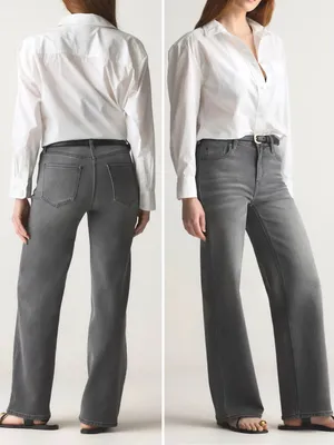 Quince Bella Stretch Relaxed Straight Jeans Sz 26 Stonewashed Grey NWT High Rise thumbnail 14