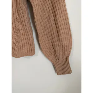 Ramy Brook Sweater NWT Women M Camel Ribbed V-Neck Wool Cashmere Balloon Sleeve thumbnail 4