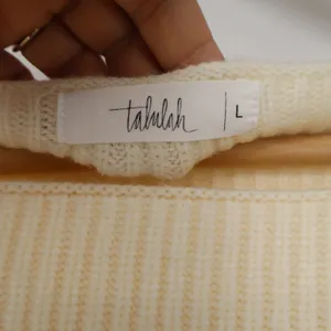 Talulah Womens Cream Ribbed Oversized Boat Neck Lantern Sleeve Sweater Large L thumbnail 3