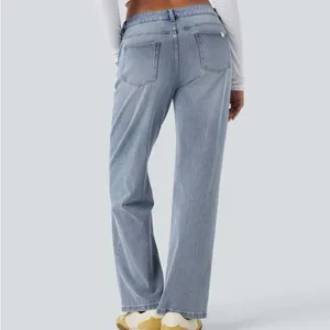 H14.- Halara Flex™ Asymmetric Low Rise Wide Leg Casual Jeans with Pockets. LR thumbnail 2