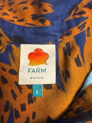 Farm Rio Banana Blue & Brown Printed Jumpsuit with Tie Waist Size Small thumbnail 15