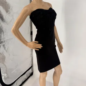 Kardashian‎ Kollection Black Strapless Bodycon Dress Ribbon Applique Small thumbnail 16