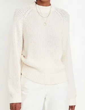 Old‎ Navy Women's Size Medium Shaker-Stitch Sweater Crewneck Creme De La Creme thumbnail 1