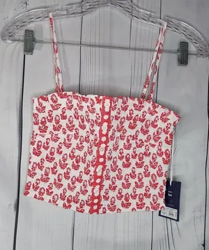 Roller Rabbit x Target Smocked Peplum Coquette Floral Boho Chic Crop Tank Top thumbnail 1
