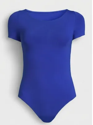 Scoop Womens Bodysuit Size S Blue Crew Neck Seamless Fitted Snap Stretch Soft thumbnail 1