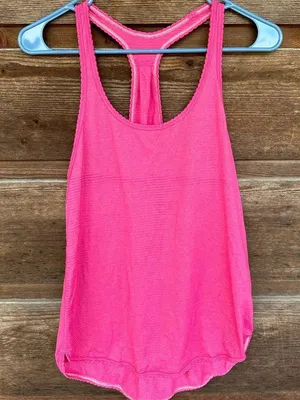 Lululemon Hot Pink Scalloped Edge Striped Racerback Tank thumbnail 2