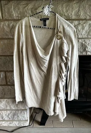 INC International Concepts Beige Snap Cardigan Large thumbnail 1