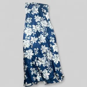 Petal + Pup Gemma Strapless Satin Maxi Dress Blue White Floral Size Large thumbnail 7