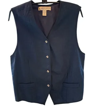 Marsh Landing quiet lux minimal Navy Women's cotton linen blend Vest size Medium thumbnail 1