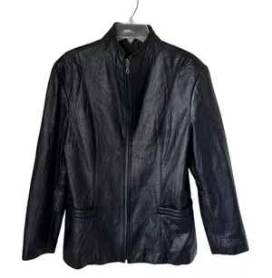 Comstock RC Expedition Woman Large Black Leather Zip Up Jacket Whimsigoth 90’s thumbnail 1
