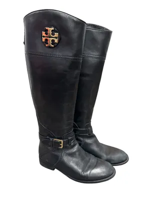 Tory Burch Adeline Riding Boots Knee High Equestrian Leather Black 7.5 Classic thumbnail 3