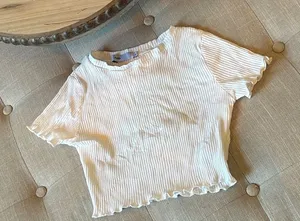 Adika White Ribbed Baby‎ Tee Size Small thumbnail 1