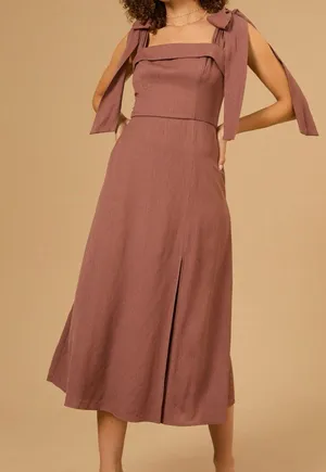 NEW Altar’d State Brown Midi Dress Size Large NWT thumbnail 1