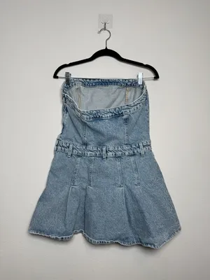 Zara Denim Strapless Mini Dress Size Medium thumbnail 2