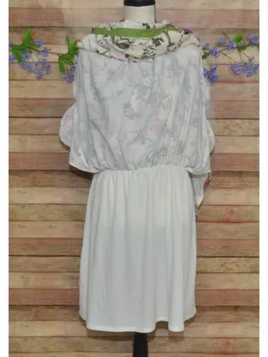 Cream Shabby Chic Floral Smocked Sleeveless Tiered Maxi Dress by Cato Size L thumbnail 7