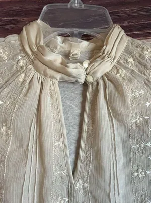 Tiny victorian style, cream color, long sleeve shirt. Size X-Small. thumbnail 5
