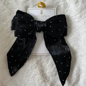 NEW Simply Southern Black Satin Studded Hair Bow NWT thumbnail 1
