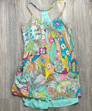 Judith March Floral Multicolor Groovy Sundress Size Large thumbnail 1