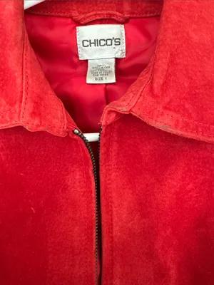 Vintage Red Suede Leather Jacket Size: S thumbnail 4