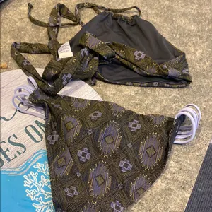 L*Space Army Green and Gold Geometric Patterned Bikini Set thumbnail 5