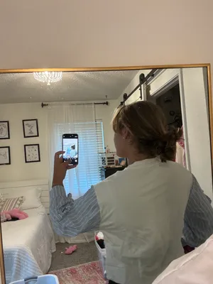 Blue And White Striped Ruffle Sleeve Top thumbnail 4