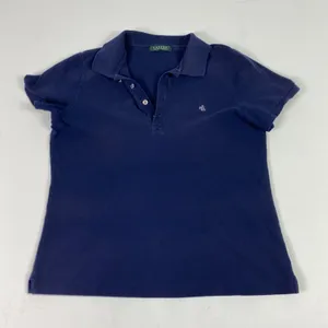 Lauren Ralph Lauren Shirt Womens Medium Blue‎ Polo Collared Short Sleeve RL Logo thumbnail 1