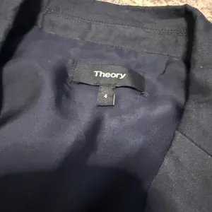 Theory Classic Blazer Navy Blue Linen Blend Size 4 thumbnail 7