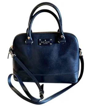 Kate Spade Black Leather Satchel Crossbody Bag Structured Purse thumbnail 1