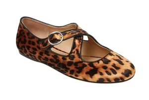 NWT A New Day Velvet Flats with Crisscross Buckle Leopard Brown Multi 9.5M thumbnail 1