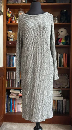 ‘A Play Dress’ Midi Sweater Ribbed Long Sleeve Dress thumbnail 1