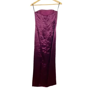 for Gunne Sax Vintage Strapless Maroon Satin Maxi Dress Sz 5 thumbnail 2