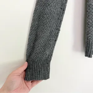Merona Wool Rabbit Hair Cable Knit Scoop Neck Fisherman Sweater Grey Women’s XL‎ thumbnail 7