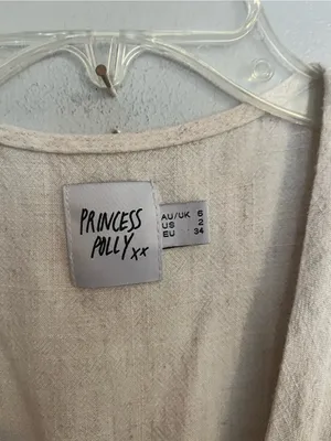 Princess Polly‎ Natural Beige Linen Romper thumbnail 4